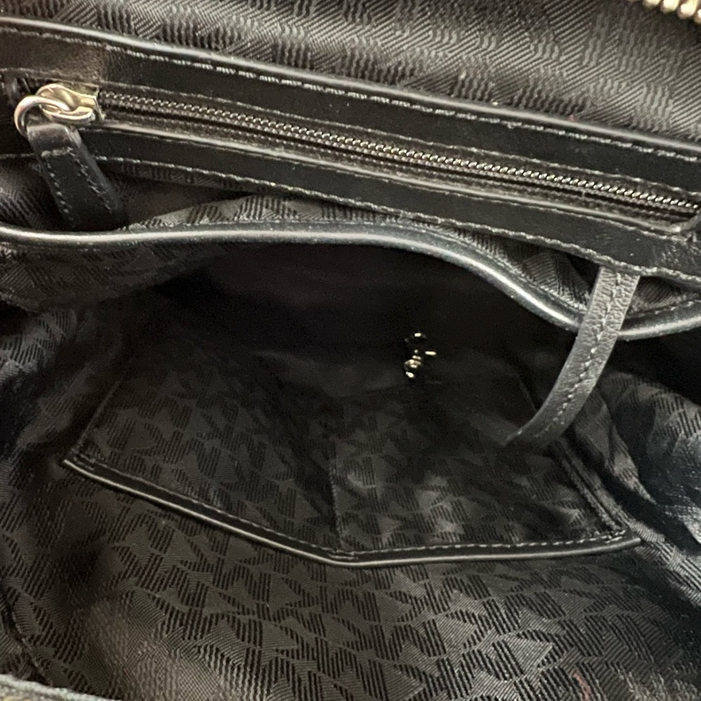 Michael Kors Black Leather Medium Backpack - Picture 7 of 11